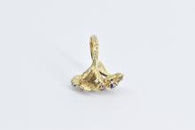 Load image into Gallery viewer, 18K Sapphire Ruby Diamond Flower Cluster Vintage Ring Yellow Gold