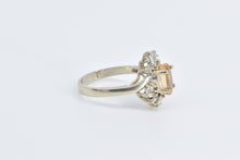 Load image into Gallery viewer, 14K Oval Citrine Baguette Diamond Halo Statement Ring White Gold