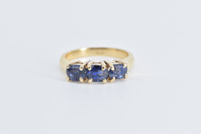 Load image into Gallery viewer, 14K Three Stone Natural Sapphire Vintage Ring Yellow Gold