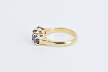 Load image into Gallery viewer, 14K Three Stone Natural Sapphire Vintage Ring Yellow Gold