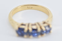 Load image into Gallery viewer, 14K Three Stone Natural Sapphire Vintage Ring Yellow Gold