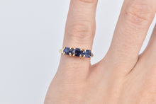 Load image into Gallery viewer, 14K Three Stone Natural Sapphire Vintage Ring Yellow Gold