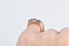 Load image into Gallery viewer, 14K Three Stone Natural Sapphire Vintage Ring Yellow Gold