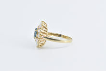 Load image into Gallery viewer, 14K Oval Blue Topaz Marquise Opal Flower Cocktail Ring Yellow Gold