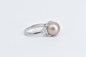 Platinum Champagne Pearl Natural Diamond Cocktail Ring