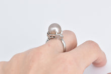 Load image into Gallery viewer, Platinum Champagne Pearl Natural Diamond Cocktail Ring