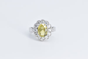 14K 2.10 Ctw Yellow Sapphire Diamond Engagement Ring White Gold