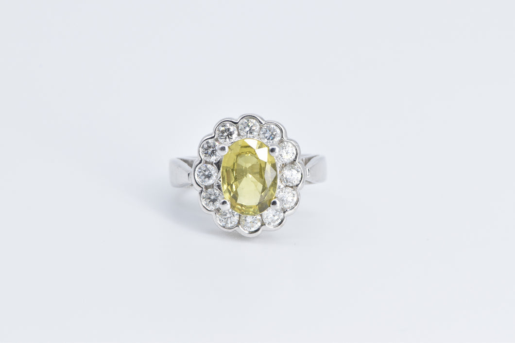 14K 2.10 Ctw Yellow Sapphire Diamond Engagement Ring White Gold