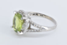 Load image into Gallery viewer, 14K Oval Peridot Diamond Halo Vintage Statement Ring White Gold