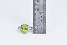 Load image into Gallery viewer, 14K Oval Peridot Diamond Halo Vintage Statement Ring White Gold