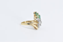 Load image into Gallery viewer, 14K Marquise Emerald Round Diamond Vintage Swirl Ring Yellow Gold