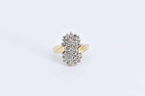14K Vintage Natural Diamond Statement Bypass Ring Yellow Gold