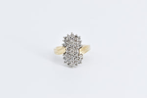 14K Vintage Natural Diamond Statement Bypass Ring Yellow Gold