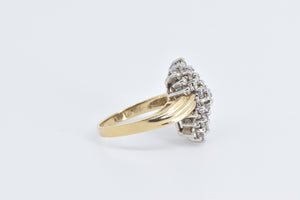 14K Vintage Natural Diamond Statement Bypass Ring Yellow Gold