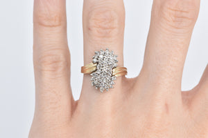 14K Vintage Natural Diamond Statement Bypass Ring Yellow Gold