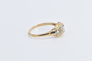 14K 1940's Diamond Three Stone Promise Engagement Ring Yellow Gold