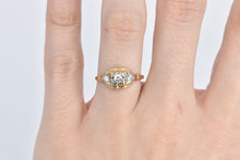 Load image into Gallery viewer, 14K 1940&#39;s Diamond Three Stone Promise Engagement Ring Yellow Gold