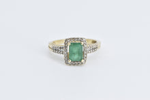 Load image into Gallery viewer, 14K Natural Emerald Diamond Halo Engagement Ring Yellow Gold