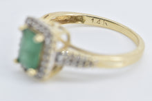 Load image into Gallery viewer, 14K Natural Emerald Diamond Halo Engagement Ring Yellow Gold