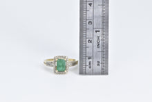 Load image into Gallery viewer, 14K Natural Emerald Diamond Halo Engagement Ring Yellow Gold