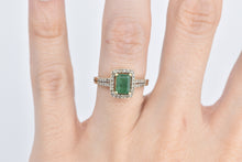 Load image into Gallery viewer, 14K Natural Emerald Diamond Halo Engagement Ring Yellow Gold