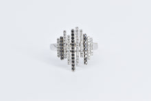 Load image into Gallery viewer, 14K Black &amp; White Diamond Staggered Bar Statement Ring White Gold