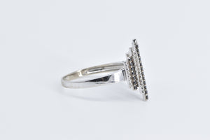 14K Black & White Diamond Staggered Bar Statement Ring White Gold