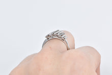 Load image into Gallery viewer, 14K Black &amp; White Diamond Staggered Bar Statement Ring White Gold