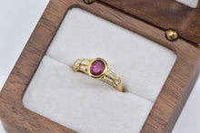 Load image into Gallery viewer, 18K Oval Natural Ruby Diamond Engagement Ring Yellow Gold