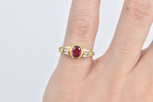 Load image into Gallery viewer, 18K Oval Natural Ruby Diamond Engagement Ring Yellow Gold