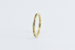 18K Diamond Inset Squared Grooved Fashion Band Ring Yellow Gold