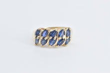 Load image into Gallery viewer, 10K Marquise Sapphire Vintage Statement Band Ring Yellow Gold