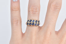 Load image into Gallery viewer, 10K Marquise Sapphire Vintage Statement Band Ring Yellow Gold