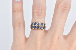 10K Marquise Sapphire Vintage Statement Band Ring Yellow Gold