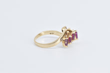 Load image into Gallery viewer, 14K Marquise Ruby Baguette Diamond Bypass Ring Yellow Gold