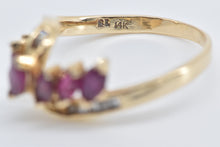 Load image into Gallery viewer, 14K Marquise Ruby Baguette Diamond Bypass Ring Yellow Gold