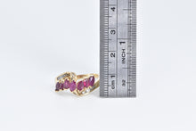 Load image into Gallery viewer, 14K Marquise Ruby Baguette Diamond Bypass Ring Yellow Gold