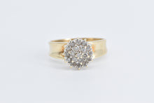 Load image into Gallery viewer, 10K Round Diamond Cluster Vintage Statement Ring Yellow Gold