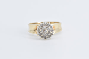 10K Round Diamond Cluster Vintage Statement Ring Yellow Gold