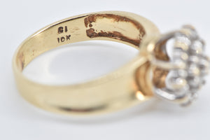 10K Round Diamond Cluster Vintage Statement Ring Yellow Gold