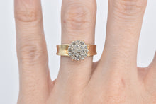 Load image into Gallery viewer, 10K Round Diamond Cluster Vintage Statement Ring Yellow Gold