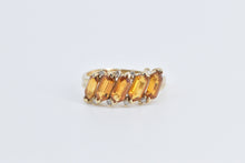 Load image into Gallery viewer, 10K Lozenge Cut Citrine Diamond Slanted Band Ring Yellow Gold