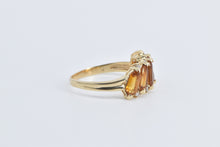 Load image into Gallery viewer, 10K Lozenge Cut Citrine Diamond Slanted Band Ring Yellow Gold