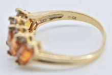 Load image into Gallery viewer, 10K Lozenge Cut Citrine Diamond Slanted Band Ring Yellow Gold