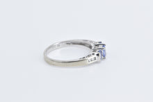 Load image into Gallery viewer, 10K Three Stone Tanzanite Diamond Accent Vintage Ring White Gold