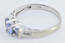 Load image into Gallery viewer, 10K Three Stone Tanzanite Diamond Accent Vintage Ring White Gold