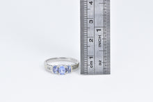 Load image into Gallery viewer, 10K Three Stone Tanzanite Diamond Accent Vintage Ring White Gold