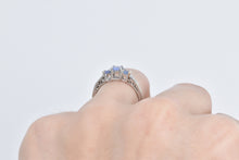 Load image into Gallery viewer, 10K Three Stone Tanzanite Diamond Accent Vintage Ring White Gold