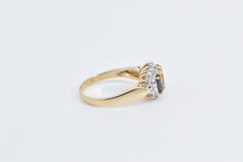 Load image into Gallery viewer, 10K Oval Yellow Sapphire Tanzanite Diamond Halo Ring Yellow Gold