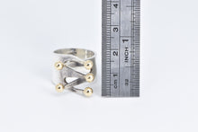 Load image into Gallery viewer, Sterling Silver 14k Gold Ball Fork Criss Cross Statement Ring